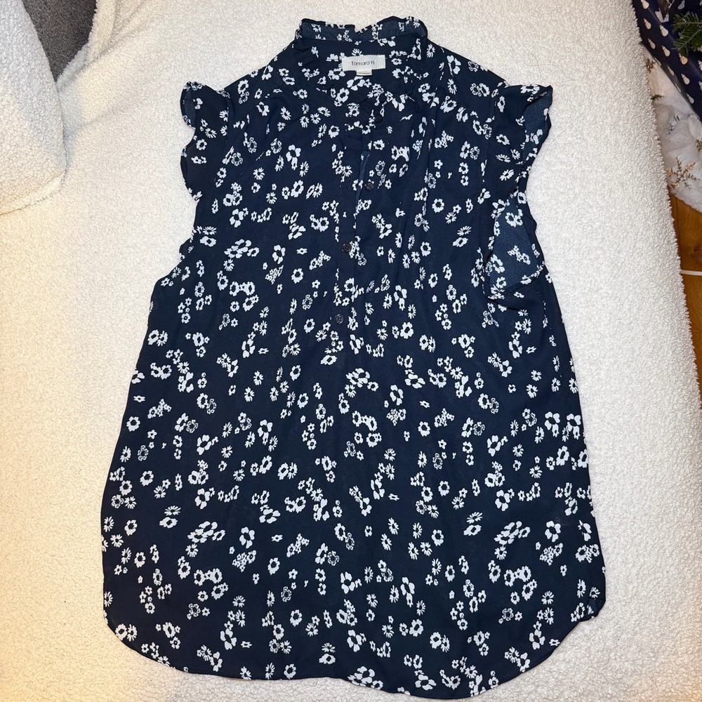 Navy Floral Women's Blouse